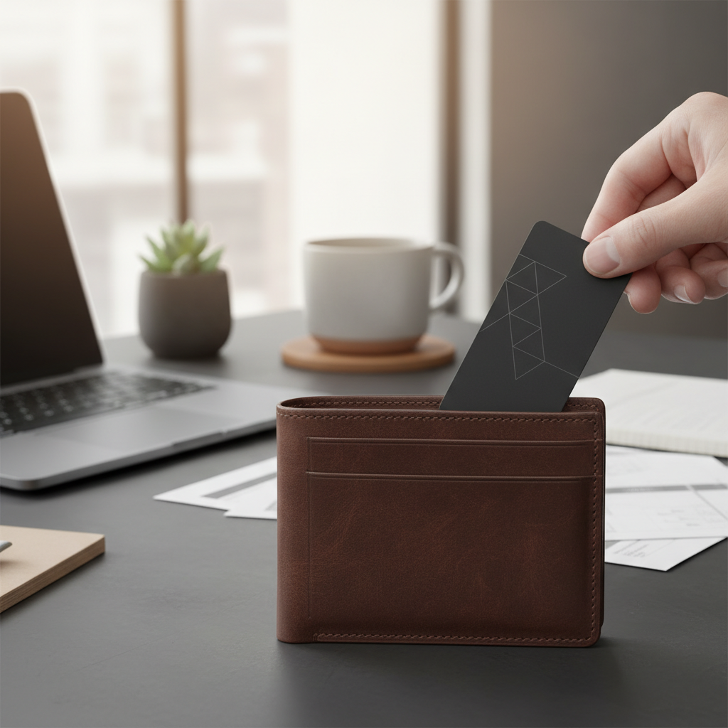 지갑 속에 쏙 들어가는 카드형 트래커의 모습