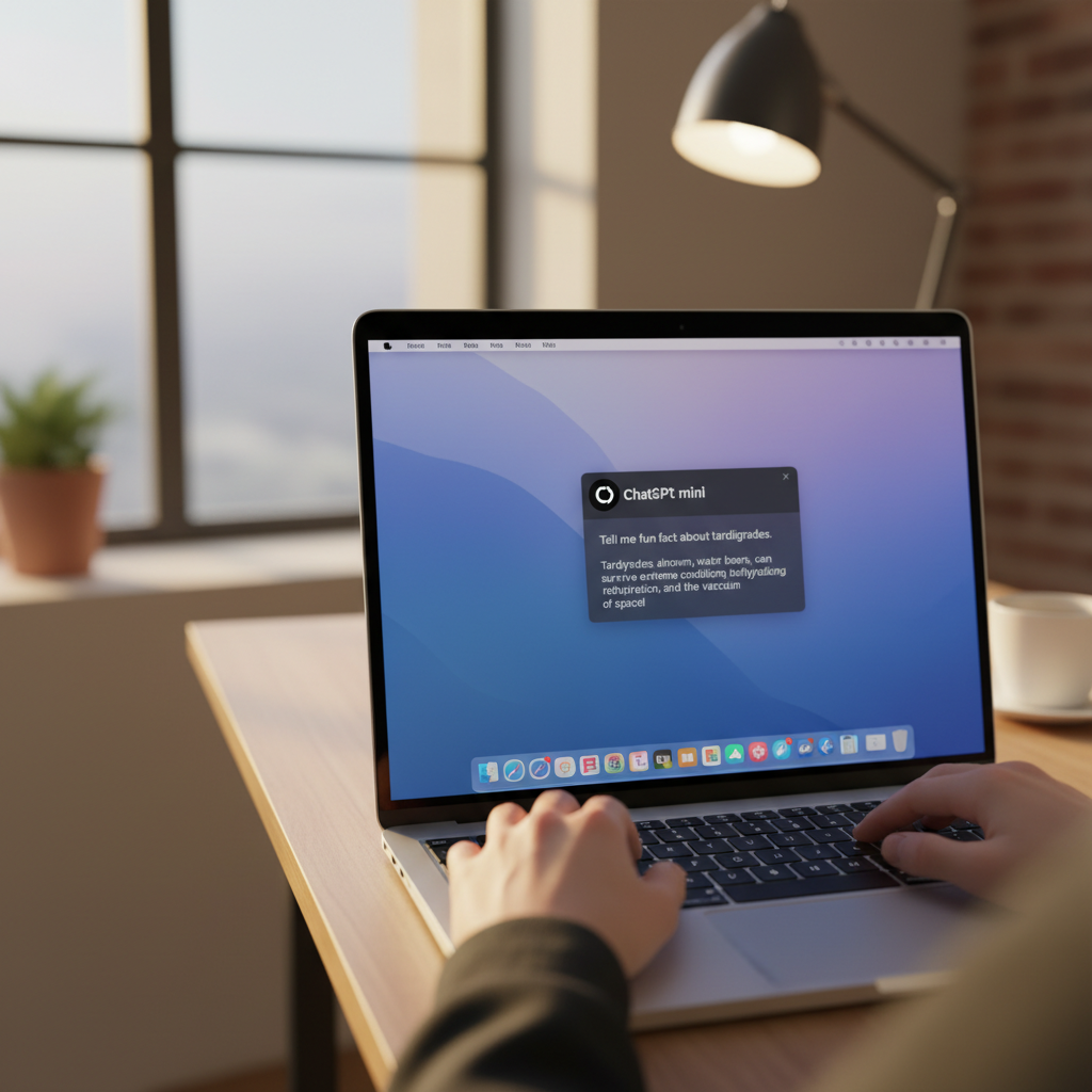 맥북에서 AI 기능을 활용해 작업하는 모습