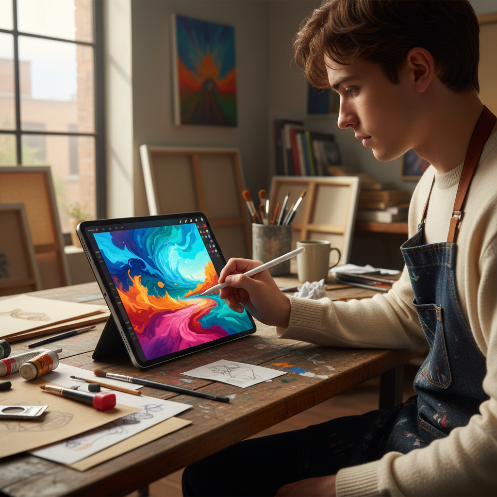 작업 중인 M3 아이패드 에어