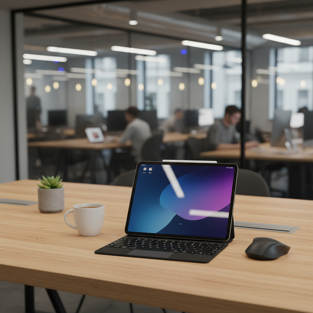 책상 위에 놓인 M5 아이패드 프로