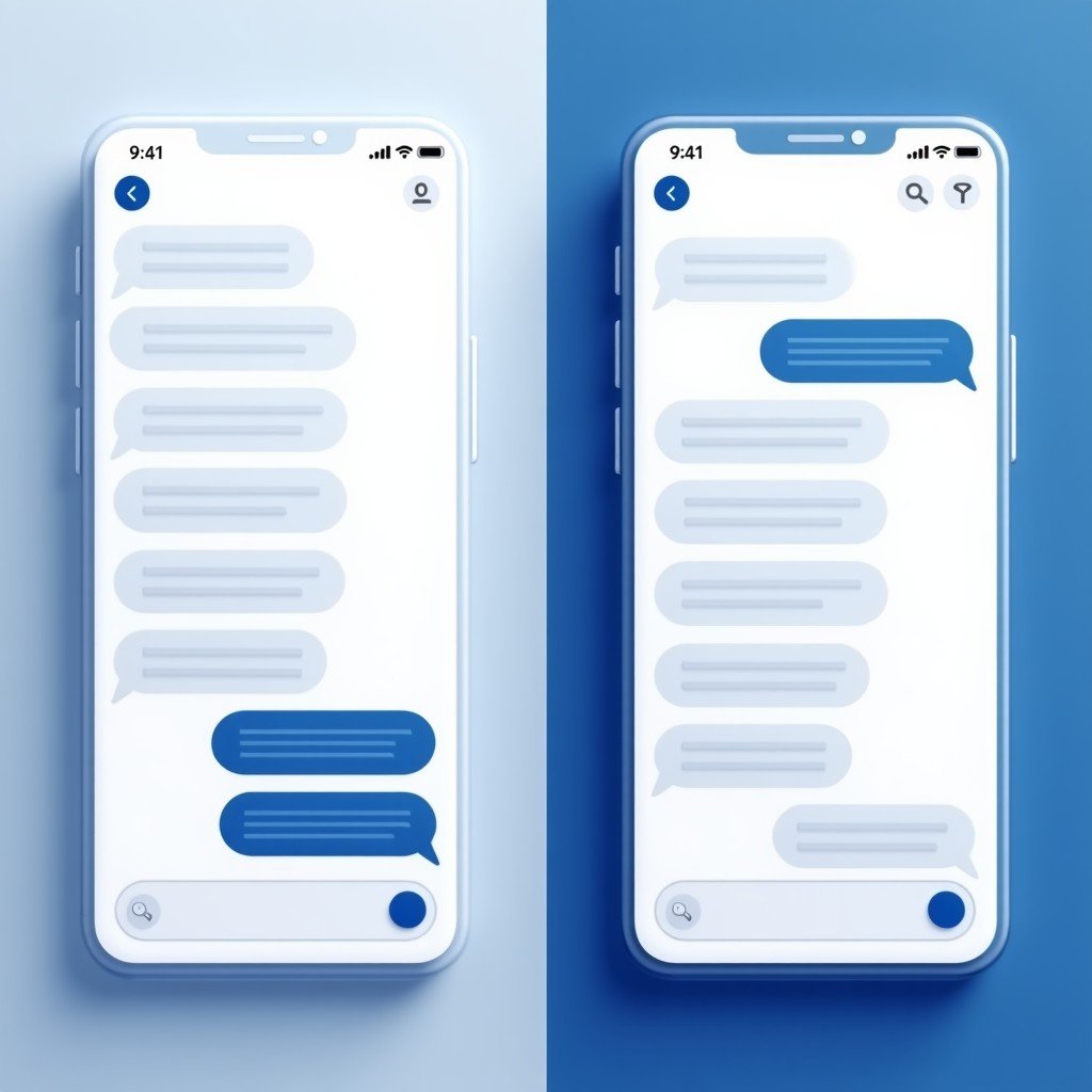 A split-screen comparison showing a clean, minimal AI chat interface on the left and a cluttered interface with distracting popup ads and banners on the right. Modern technology aesthetic, soft blue and white color palette, high resolution, 4:3