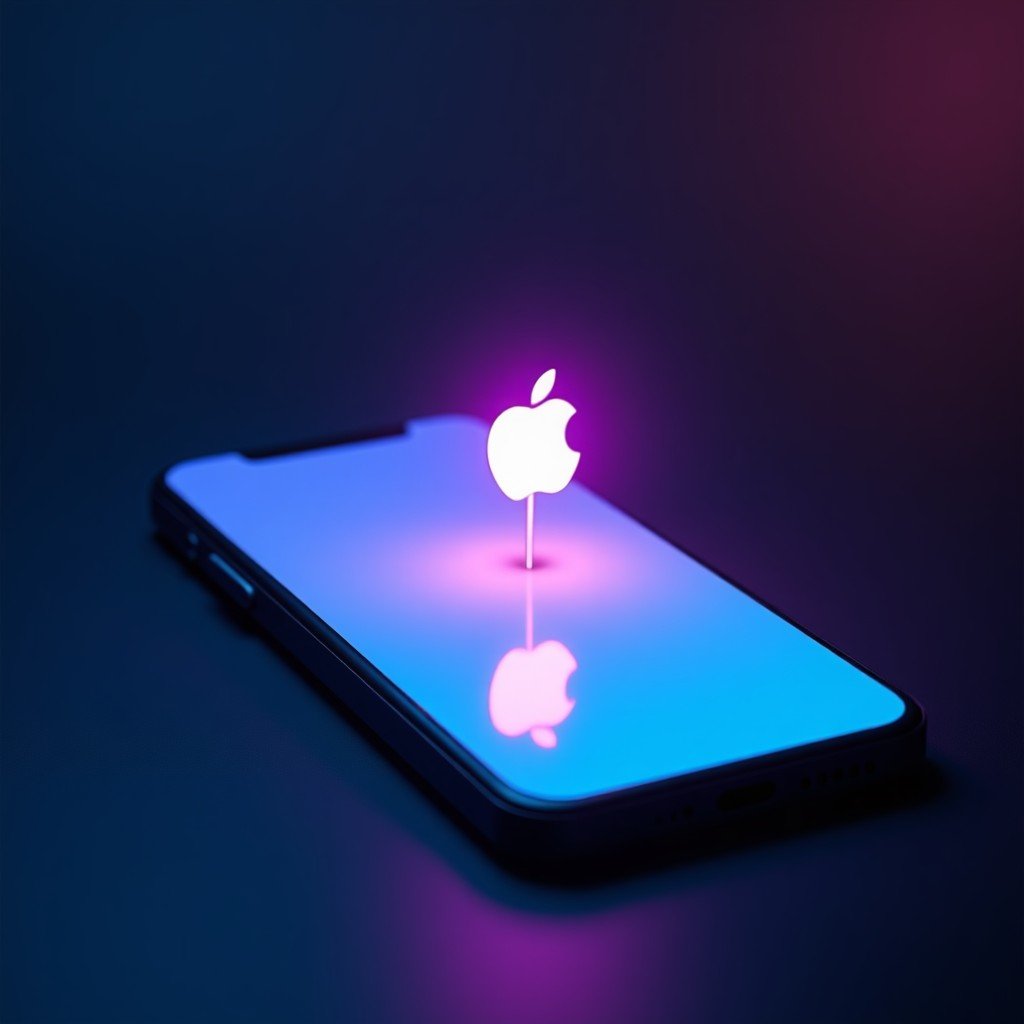 A futuristic voice assistant interface glowing with blue and purple light on a sleek smartphone screen, representational of advanced AI Siri, cinematic lighting, 1:1