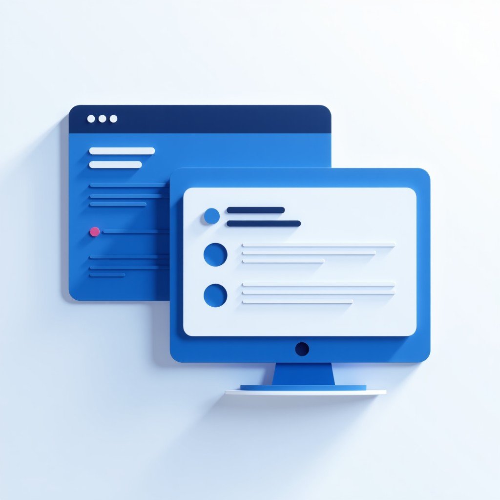 A clean infographic showing a computer window corner with a focus on click areas. Blue and white tones with a modern UI design look. High contrast layout. 1:1