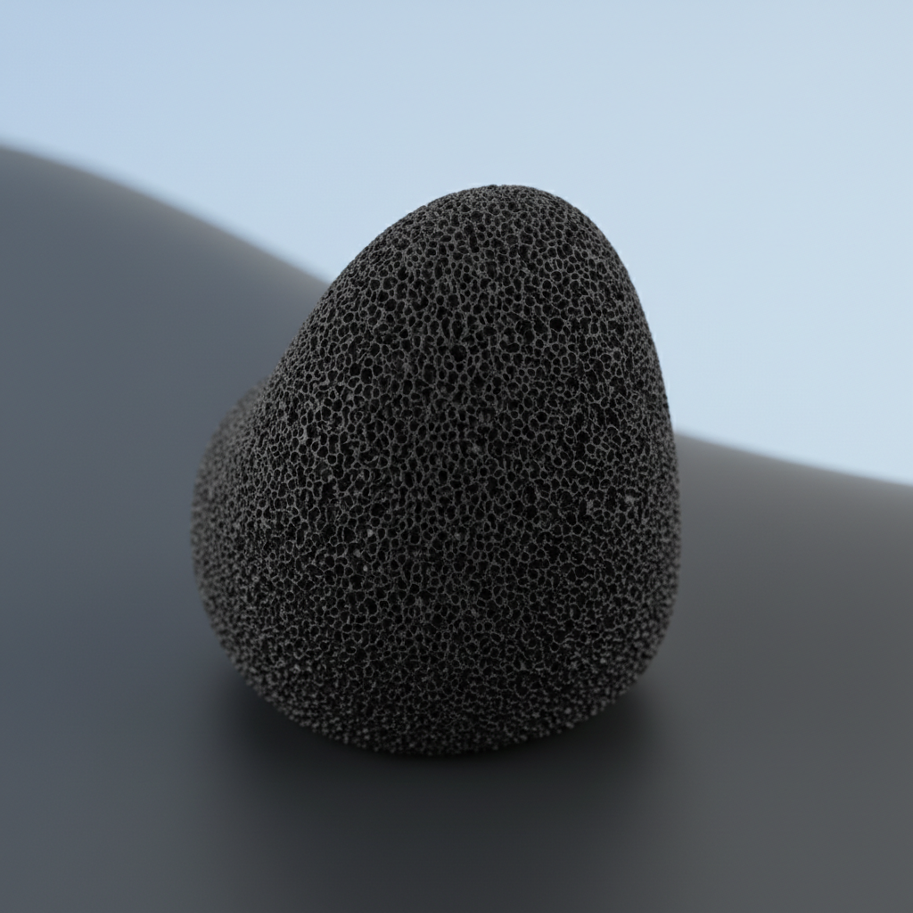 메모리 폼 이어팁의 부드러운 질감 상세 샷