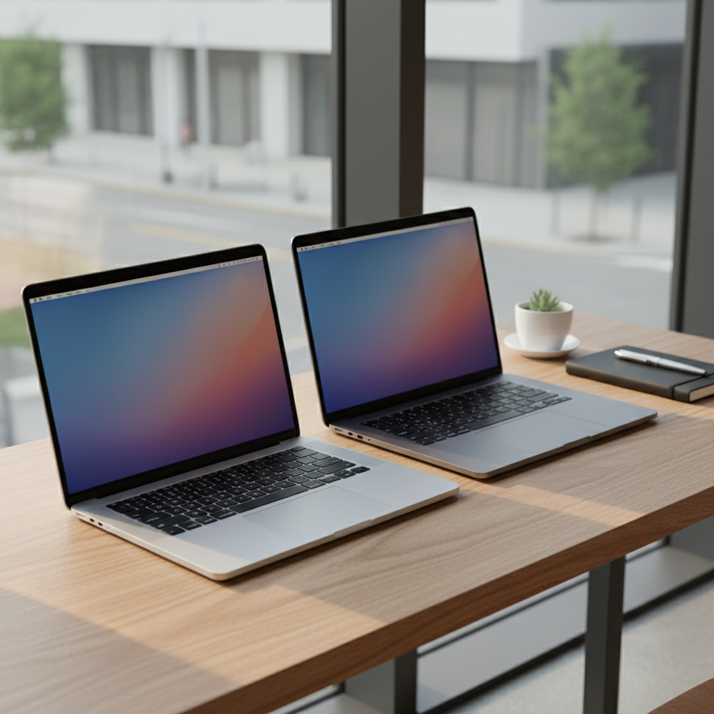 세련된 디자인의 실버와 스페이스 그레이 맥북 에어