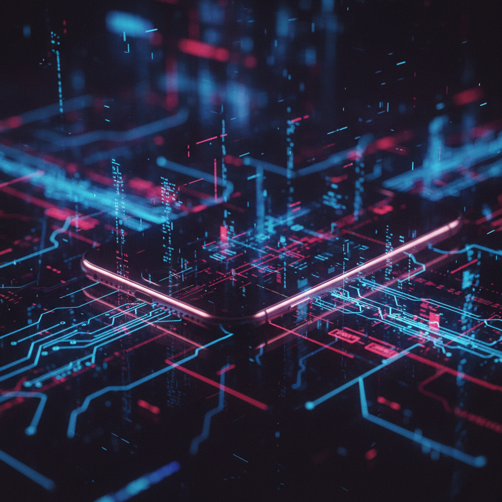 아이폰 보안 위협과 디지털 해킹 시각화