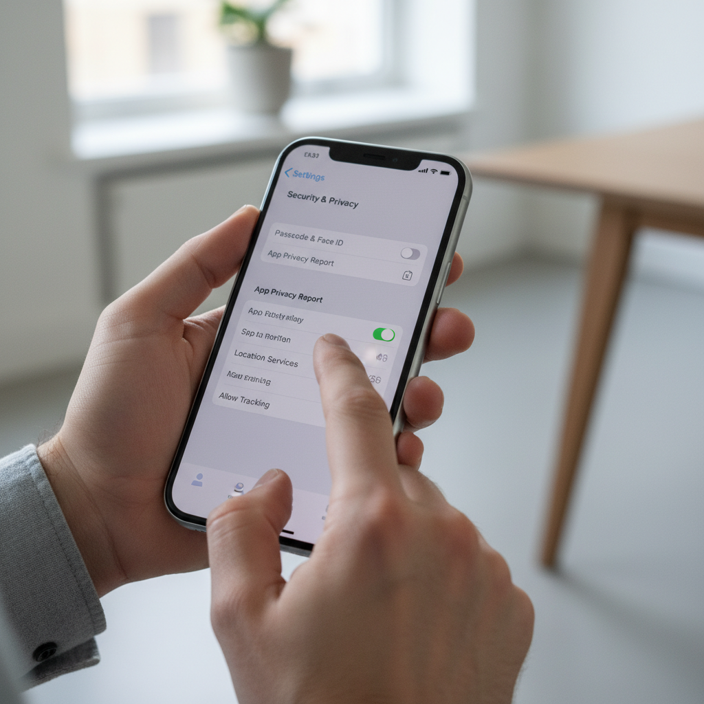 아이폰 보안 설정 화면을 확인하는 모습