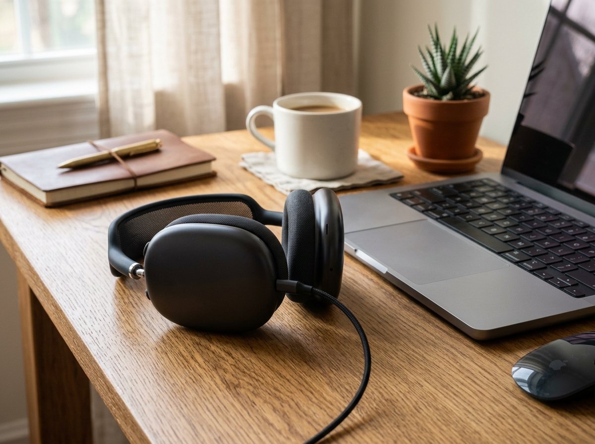 데스크 위에 놓인 에어팟 맥스 2