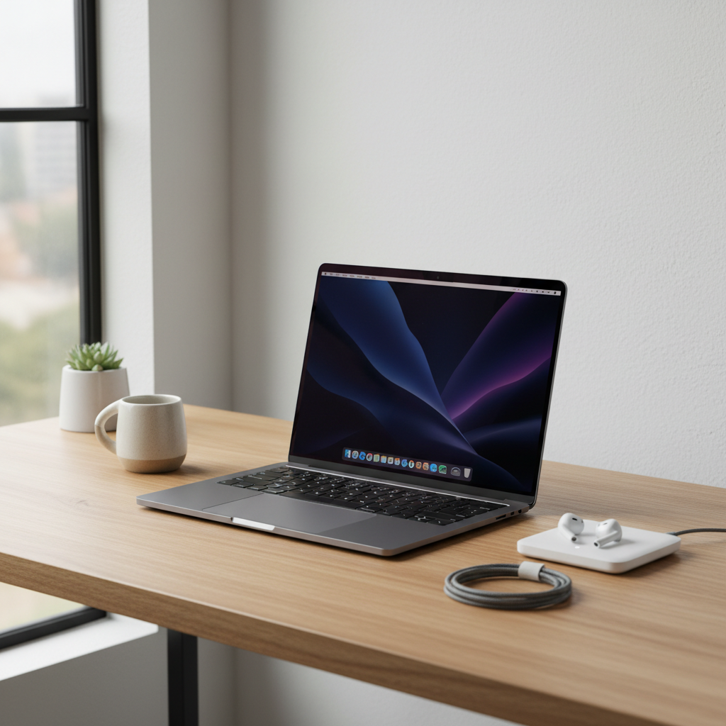 최신 M5 맥북 에어와 주변 기기