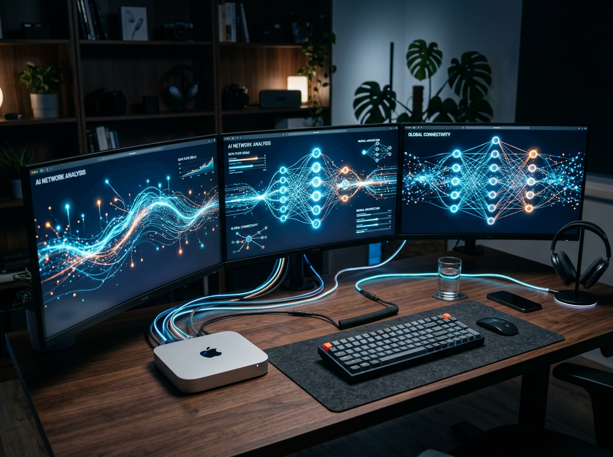 맥 미니와 AI 에이전트 연결 컨셉