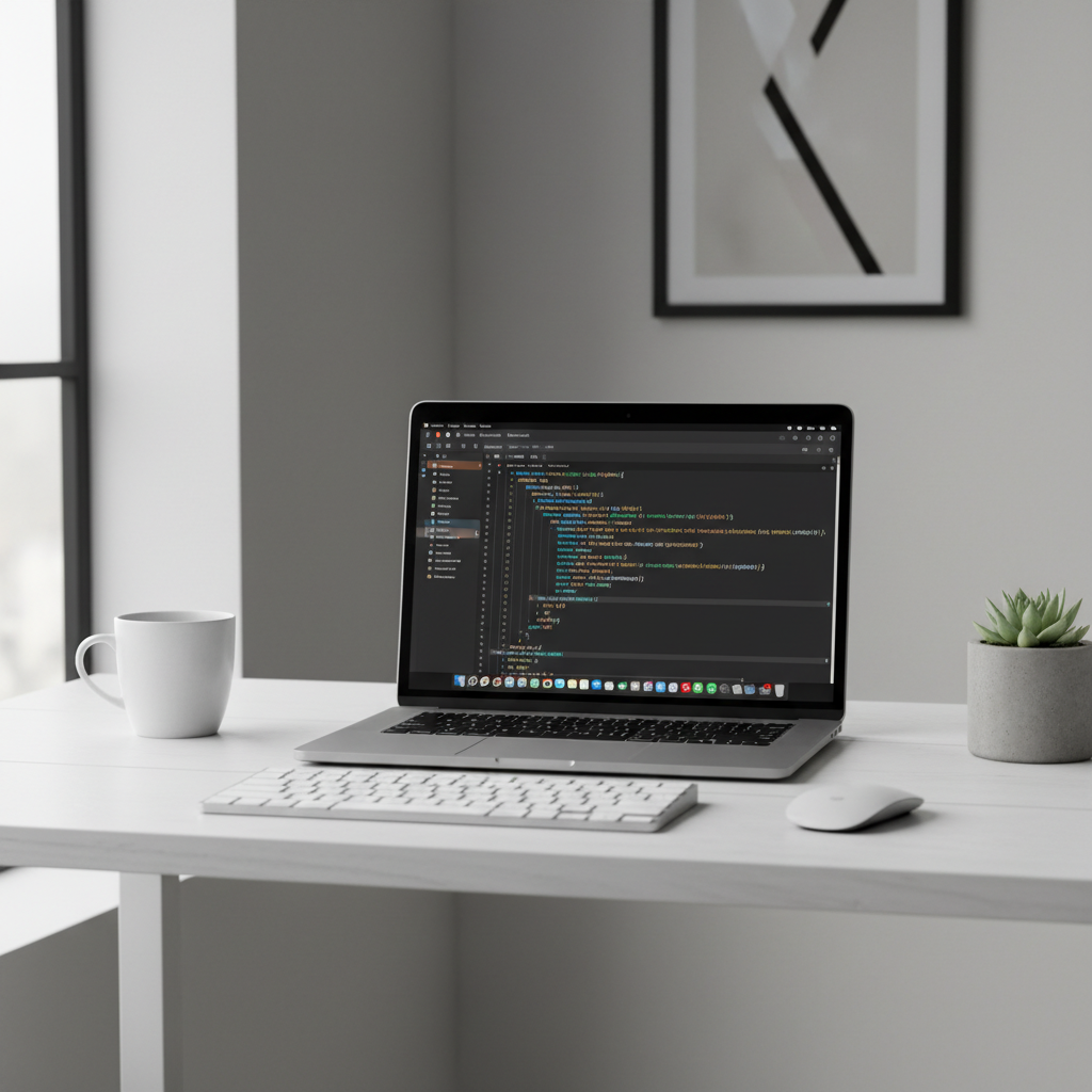 맥에서 앱을 개발하는 모습