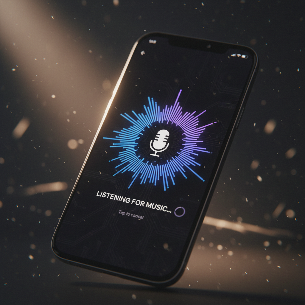 스마트폰으로 음악을 인식하는 장면