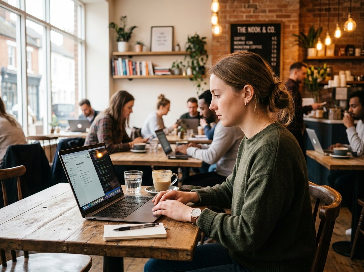 카페에서 사용하는 맥북 에어