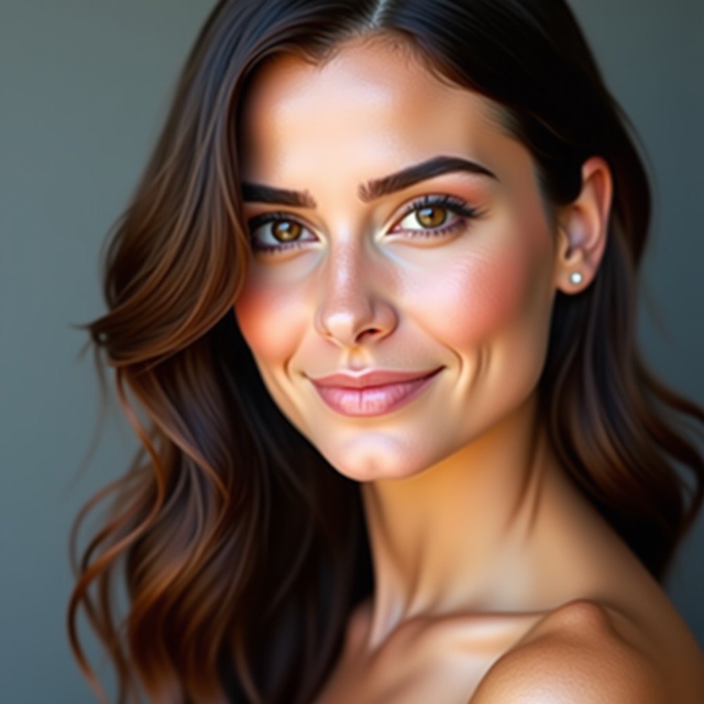 A stunning portrait photograph edited with professional mobile tools, perfect skin texture and lighting, natural and vivid, 4:3