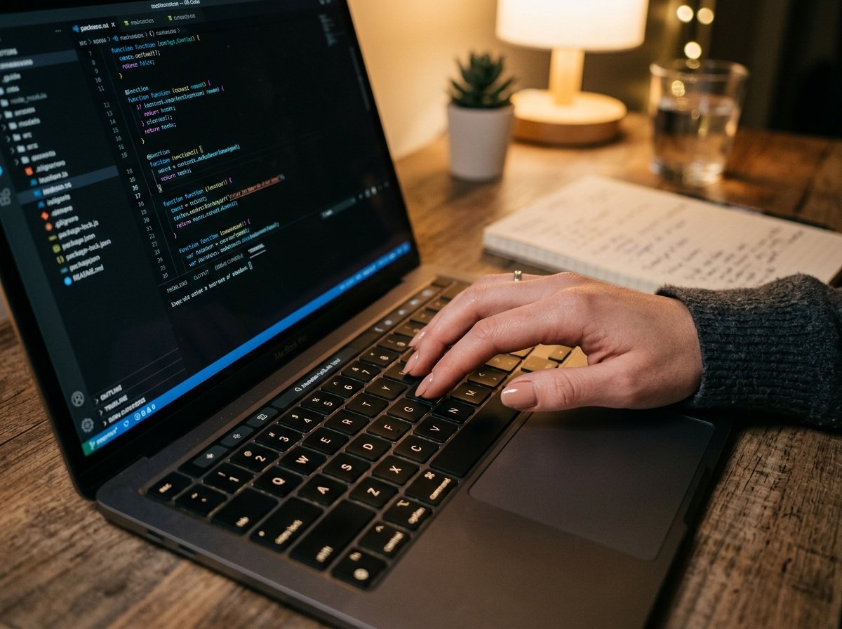 기술을 고민하는 개발자의 손