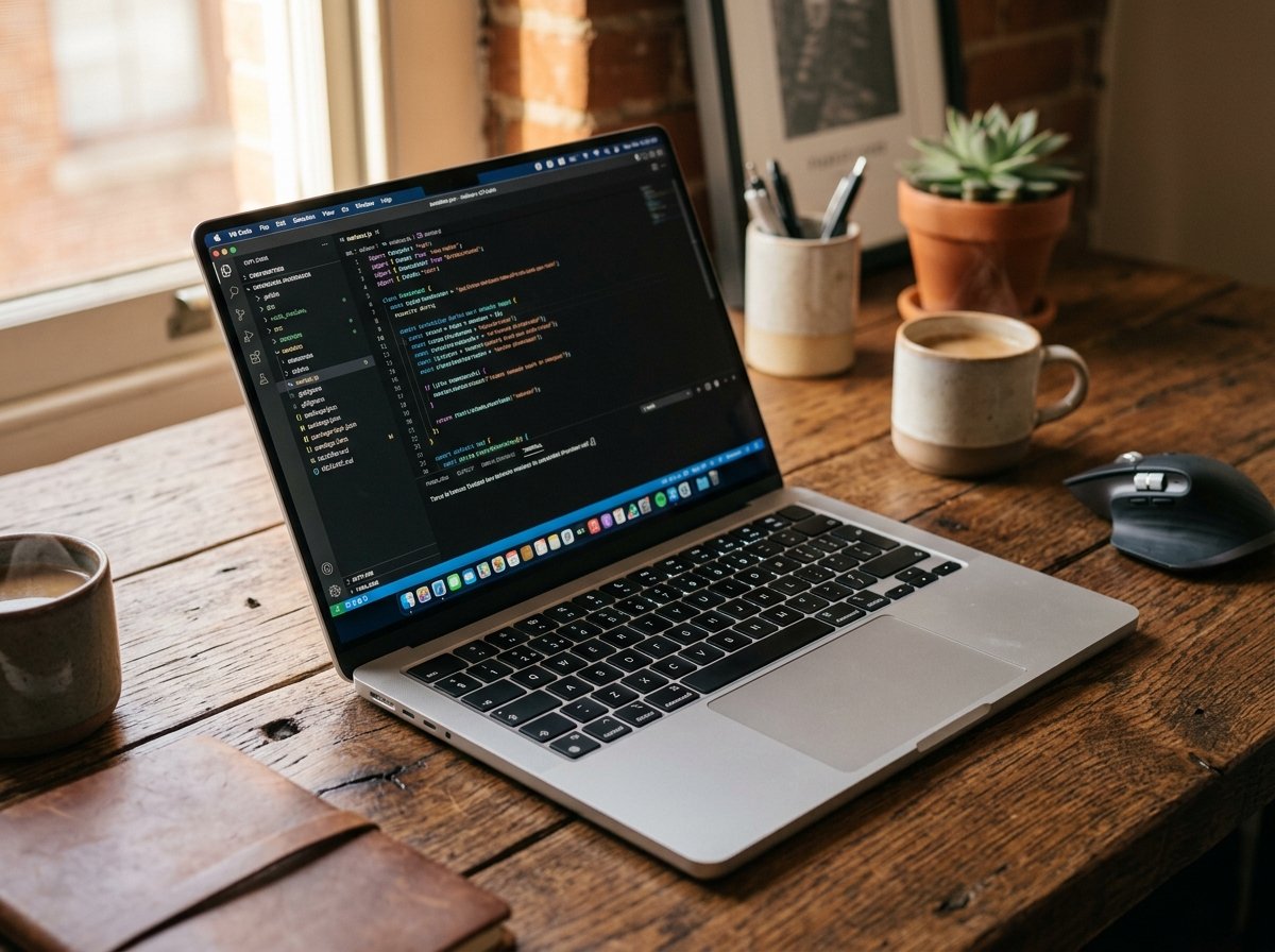 현대적인 감성의 맥북 작업 환경