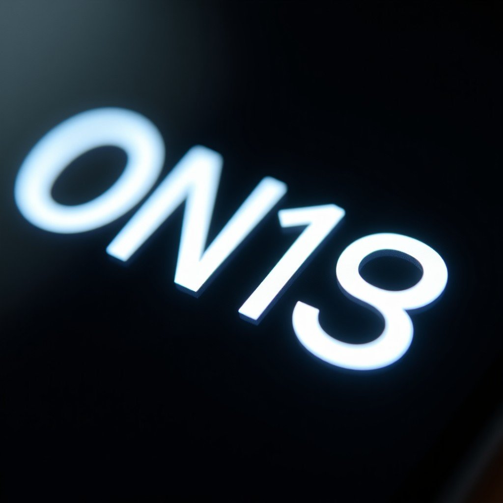 Extreme close-up of a high-resolution OLED screen displaying crisp white text on a perfect black background, sharp details, futuristic technology vibe, 1:1