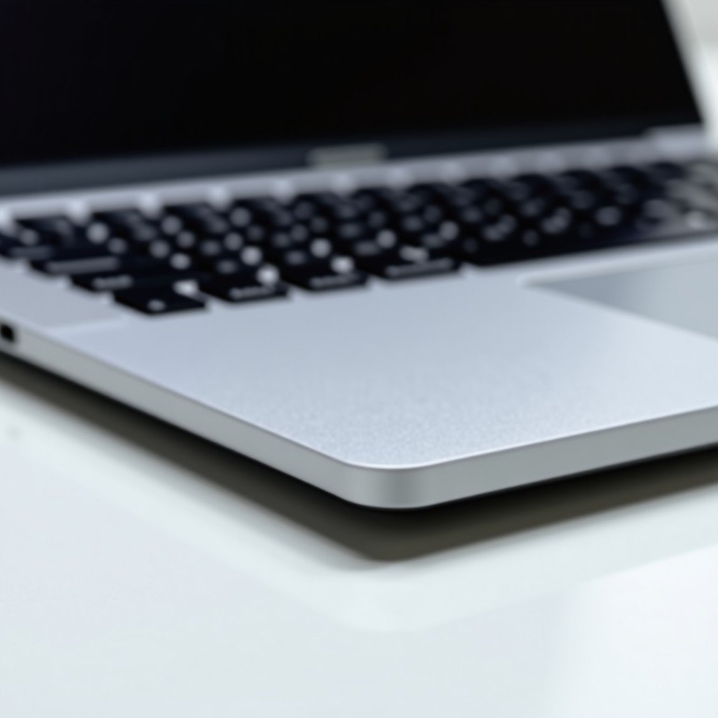 A sleek laptop close up, focus on the aluminum chassis design, minimalist and professional look, vibrant and sharp, 4:3.