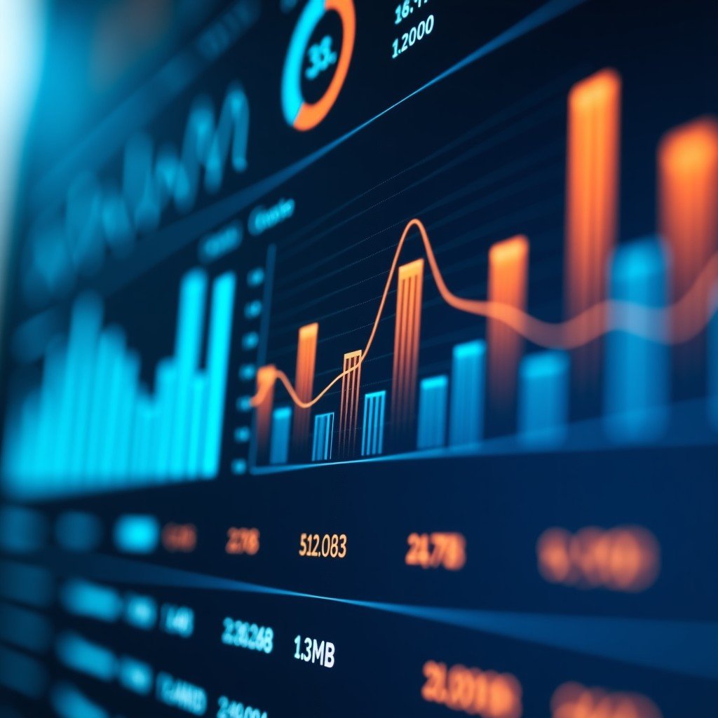 Close up of a high tech computer interface showing data visualization and health metrics, clean lines, professional atmosphere, 1:1