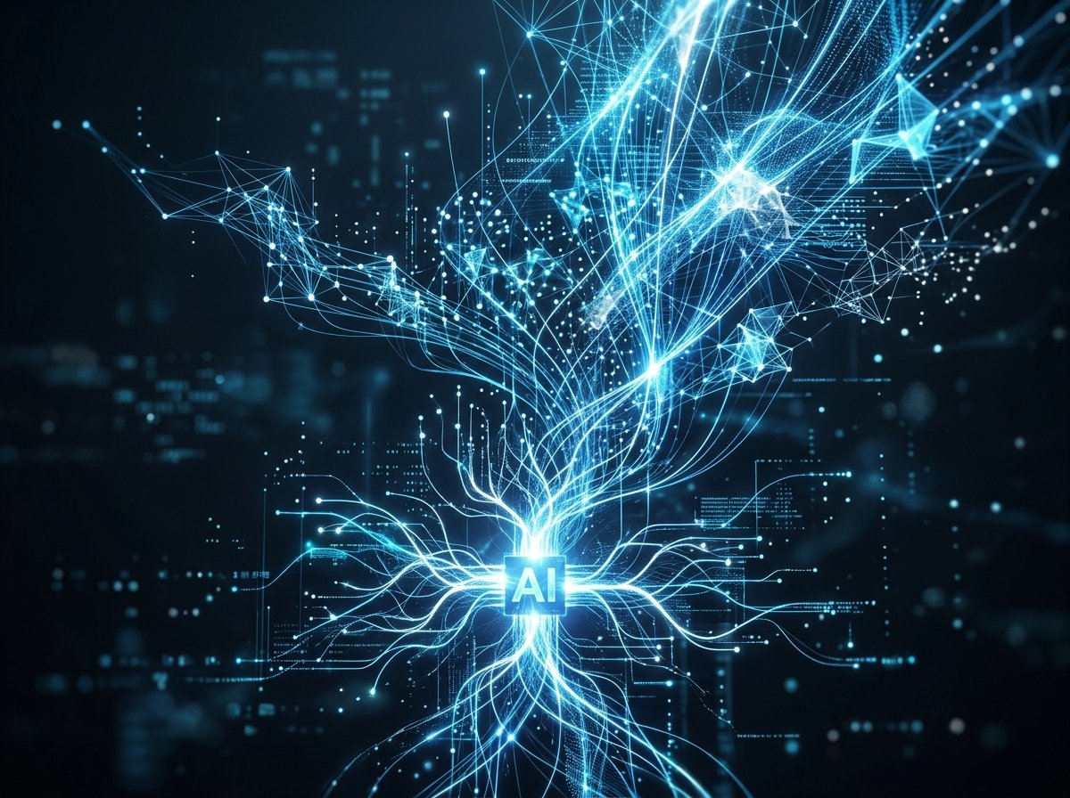 생성형 AI 앱 시장 성장을 상징하는 추상적 이미지