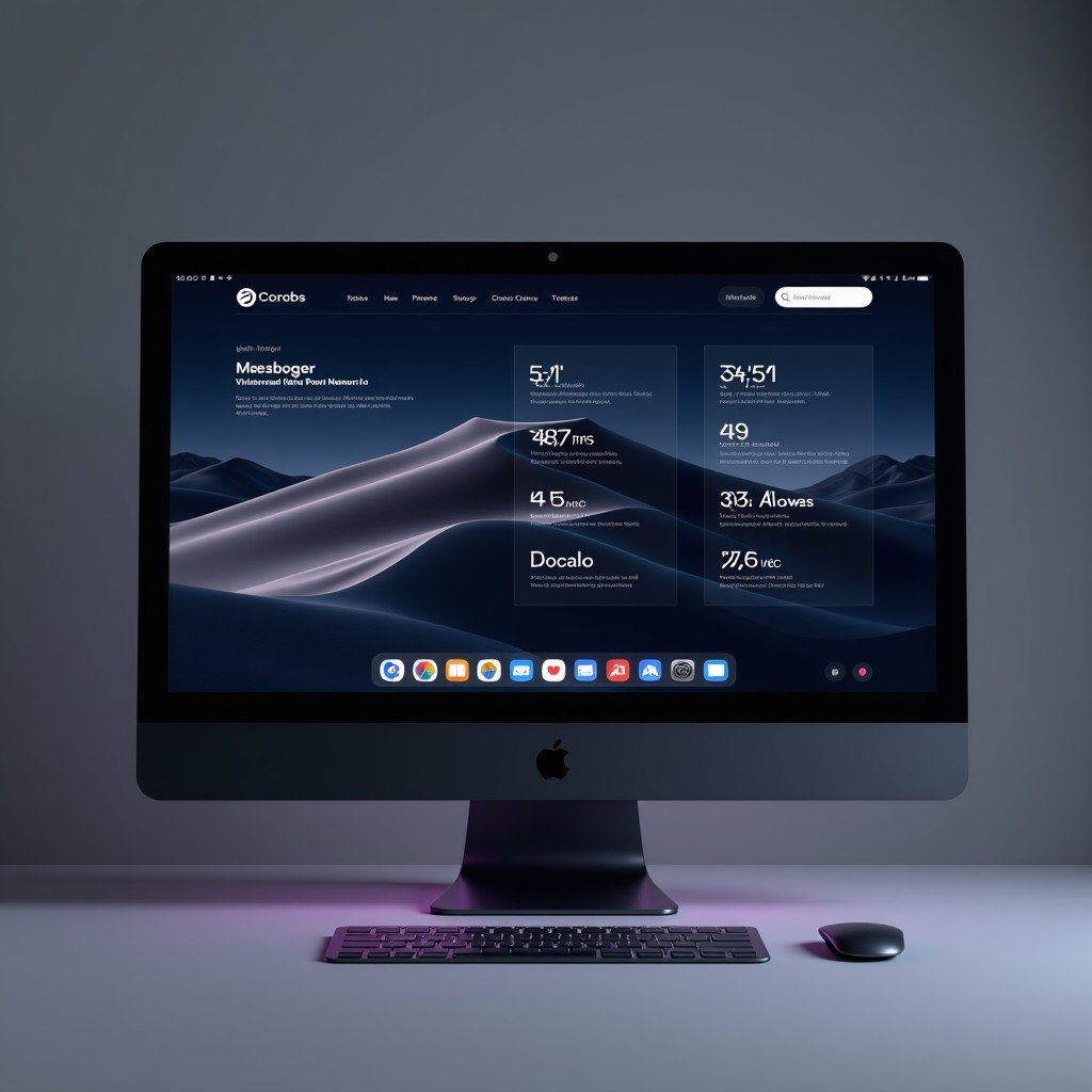 Sleek user interface design of an AI application on a high-resolution mac screen, dark mode, futuristic and professional, clean lines, 4:3 ratio