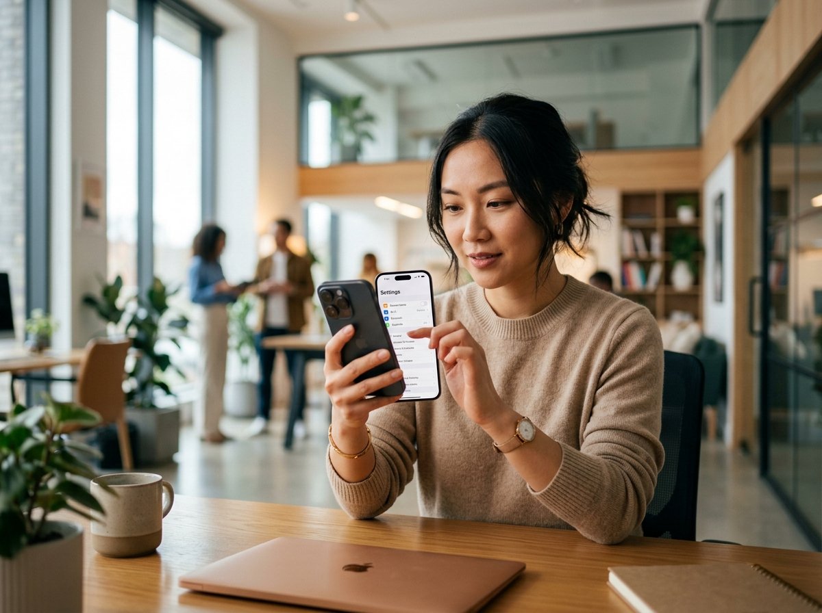보안 설정 확인 중인 스마트폰