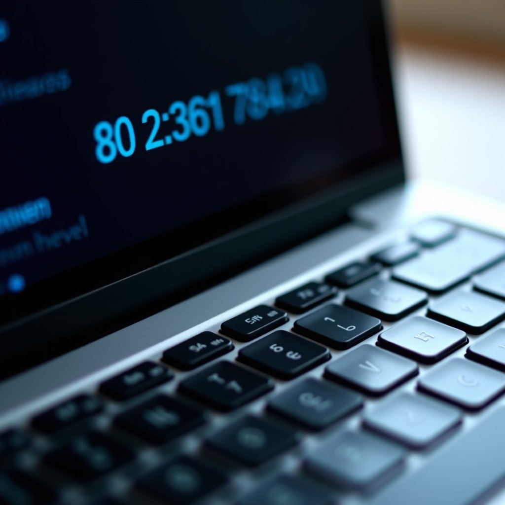 Macro shot of a high end laptop display showing deep black levels and crisp text, futuristic interface design, professional photography, clean composition, 4:3 aspect ratio.