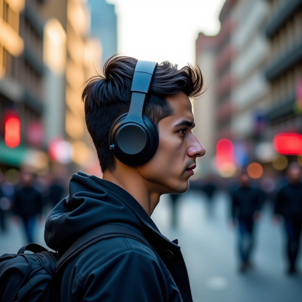 노이즈 캔슬링 체험 중인 모습