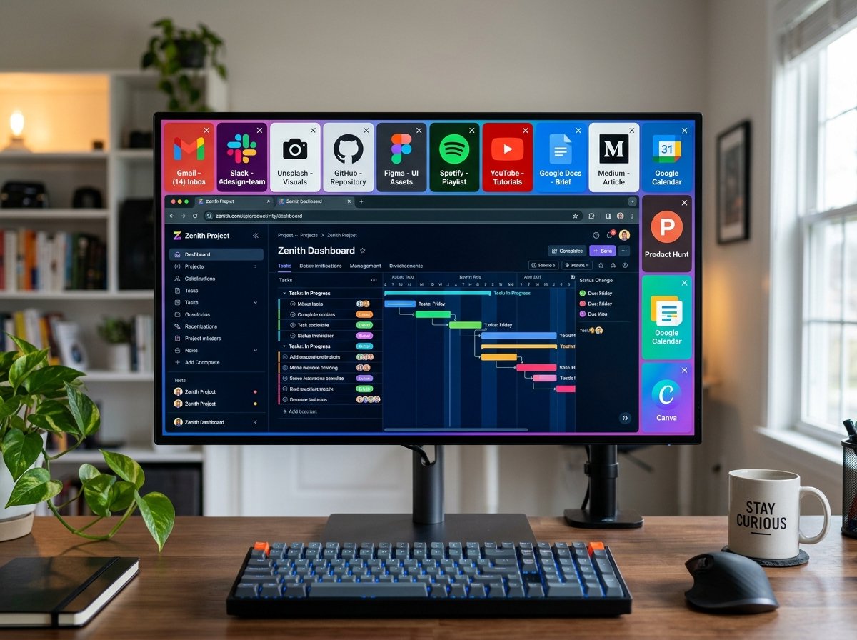 다수의 브라우저 탭이 띄워진 화면