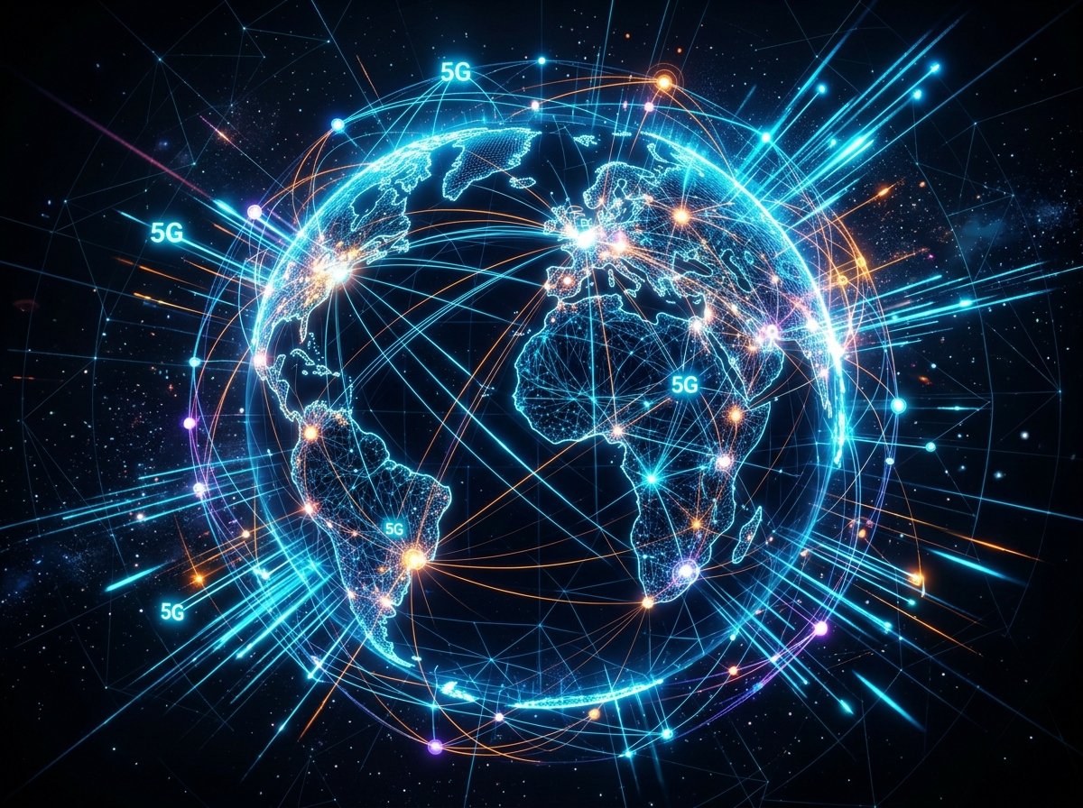 통신 연결성을 상징하는 현대적인 배경