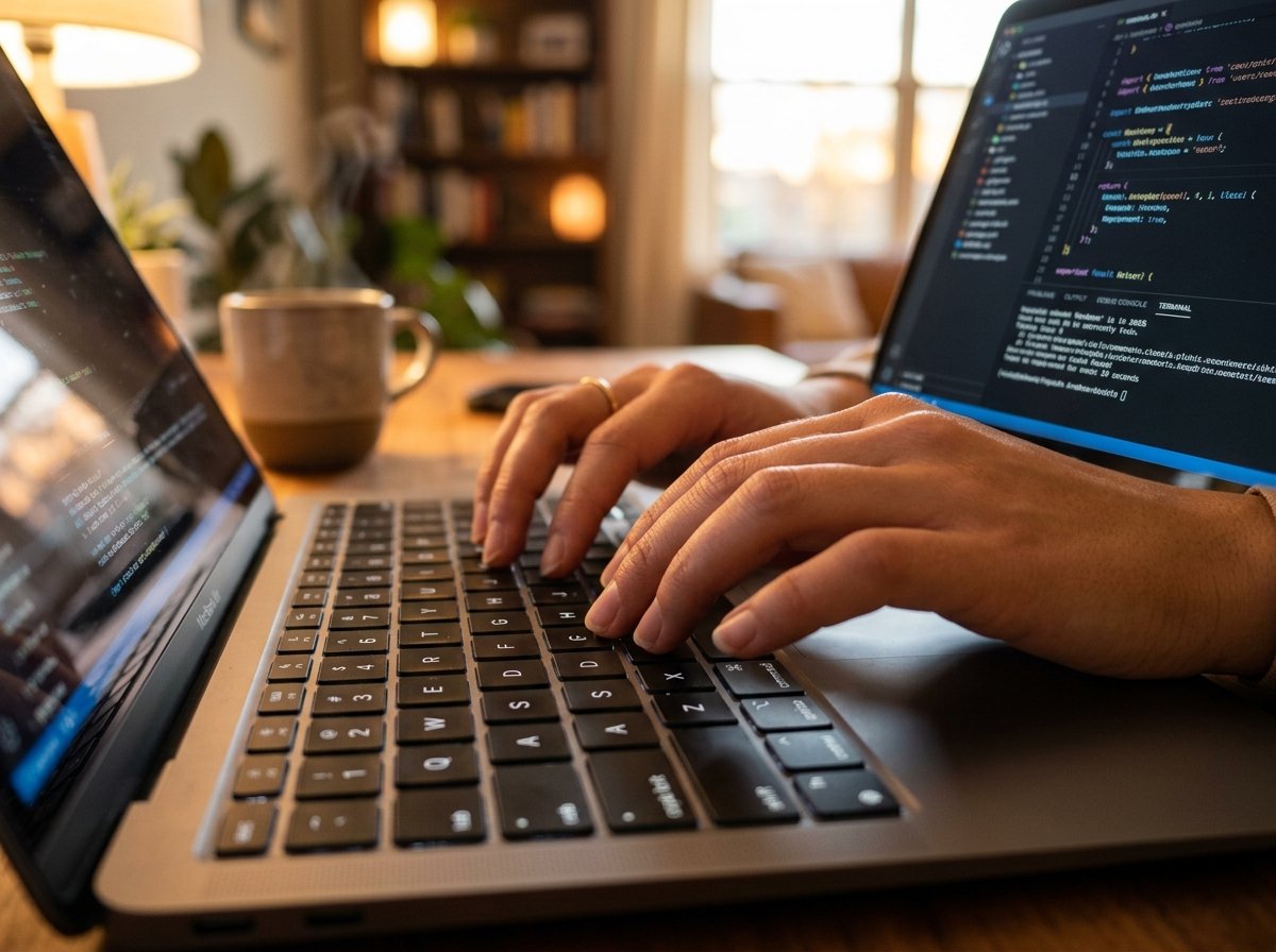 노트북을 사용하는 모습