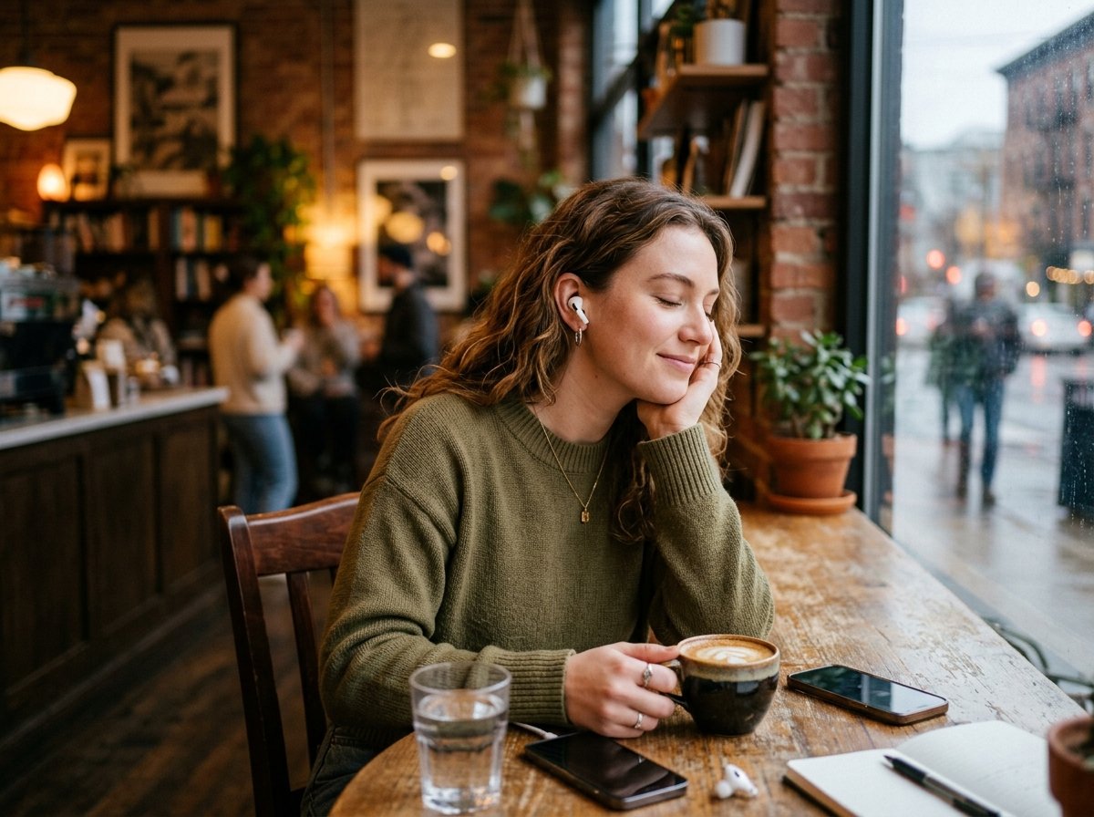 음악을 즐기는 에어팟 사용자