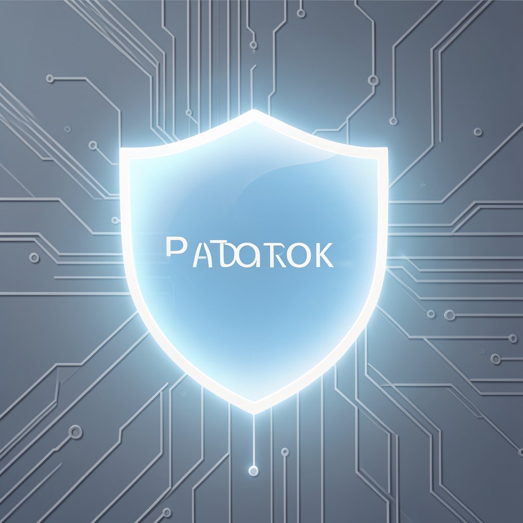 Digital protection concept with a glowing shield over a clean circuit board background, elegant minimalist design, high resolution, 4:3 aspect ratio.