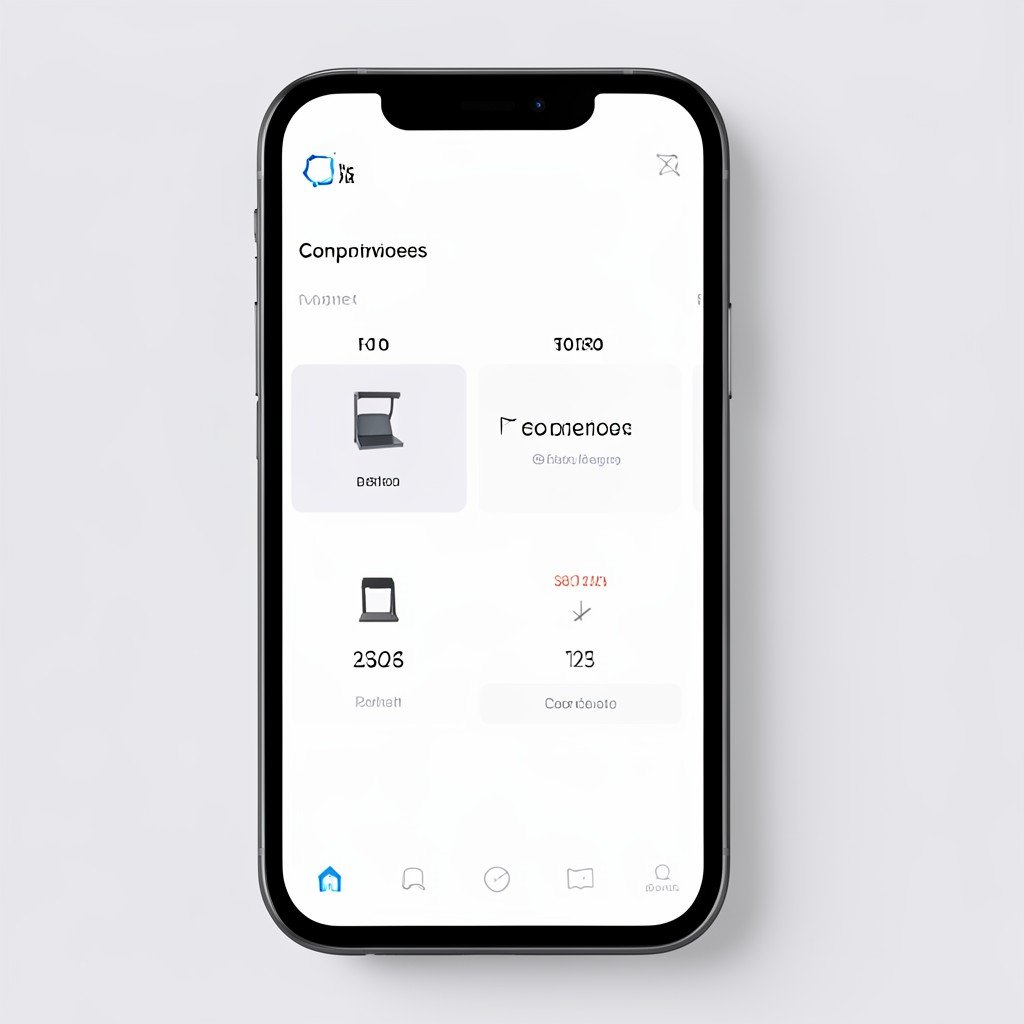 A clean modern UI showing side-by-side product comparison charts on a smartphone screen, professional and minimalist design, 4:3 ratio.