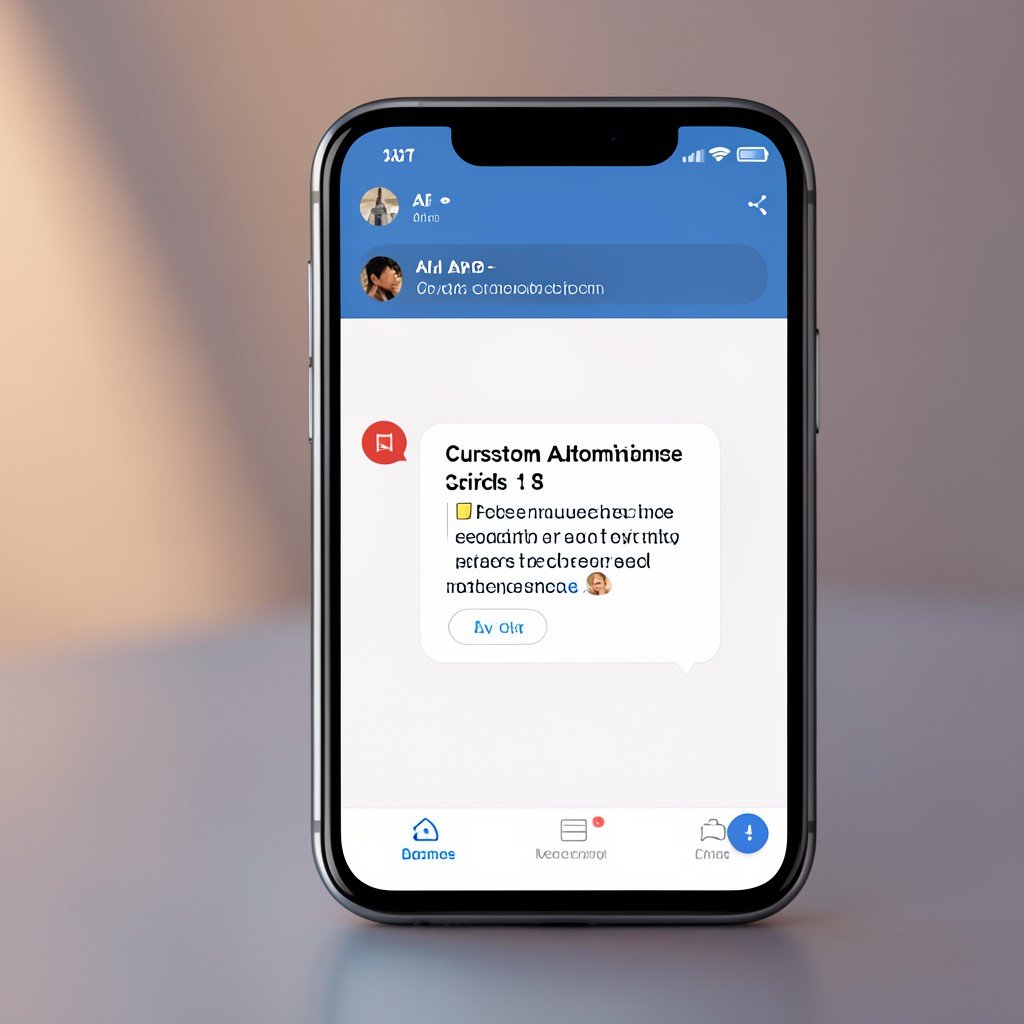 Modern smartphone interface showing an AI chat bubble helping the user create a custom automation script, sleek UI design, soft ambient light, 4:3.