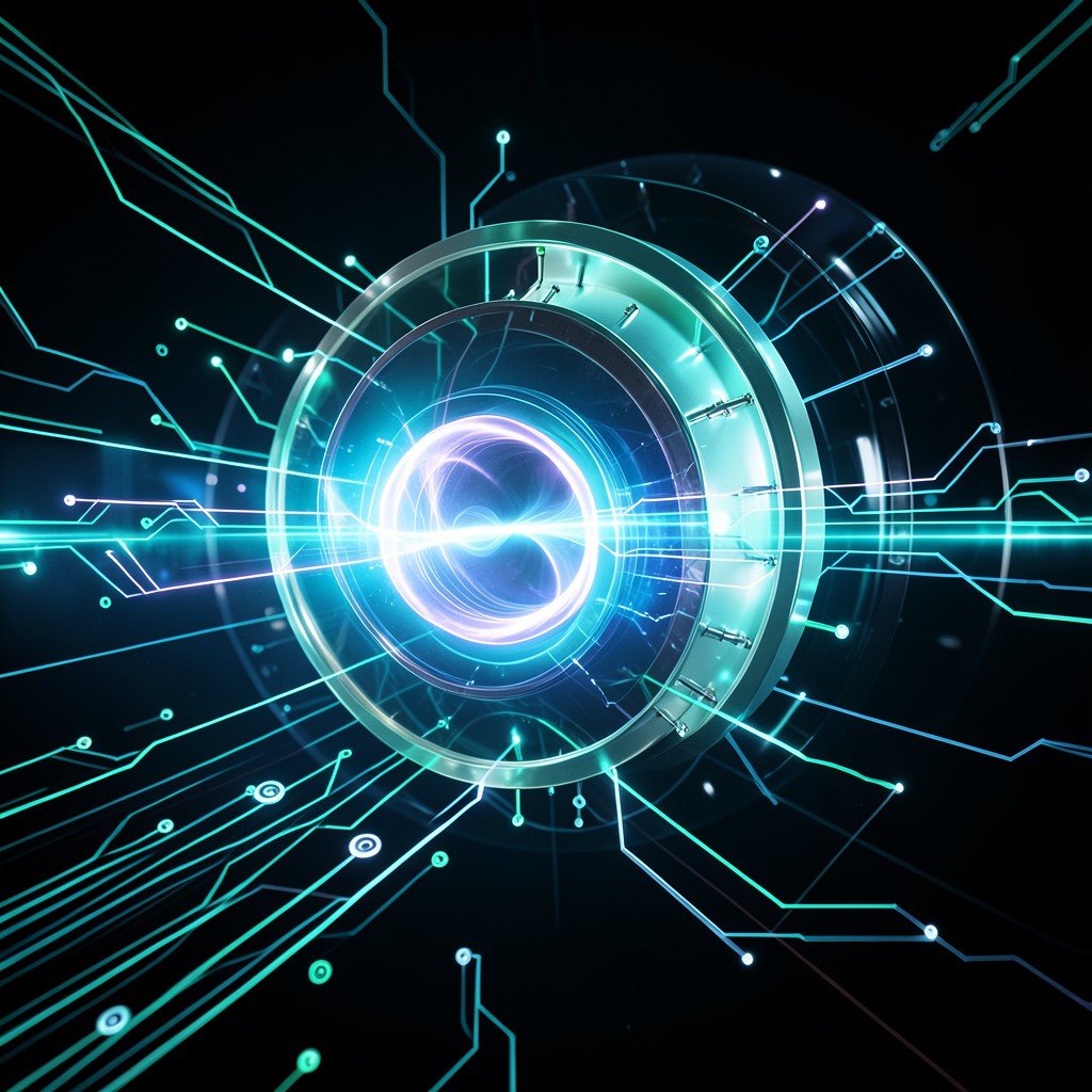 Abstract representation of future technology and sound waves, glowing digital circuits, clean and sharp focus, professional photography style, 4:3 aspect ratio