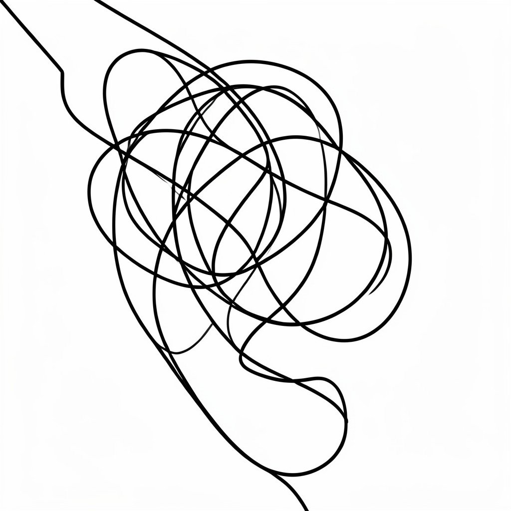 An abstract visual of tangled lines gradually becoming a clean simple path, representing user experience filtering of AI features, no visible text, no logos, no watermark, aspect ratio 1:1