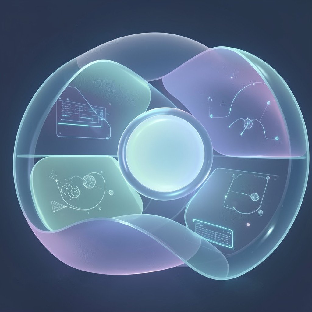 An abstract AI agent reviewing past session memories and organizing them into patterns, soft futuristic interface shapes, no visible text, no logos, no watermark, aspect ratio 1:1